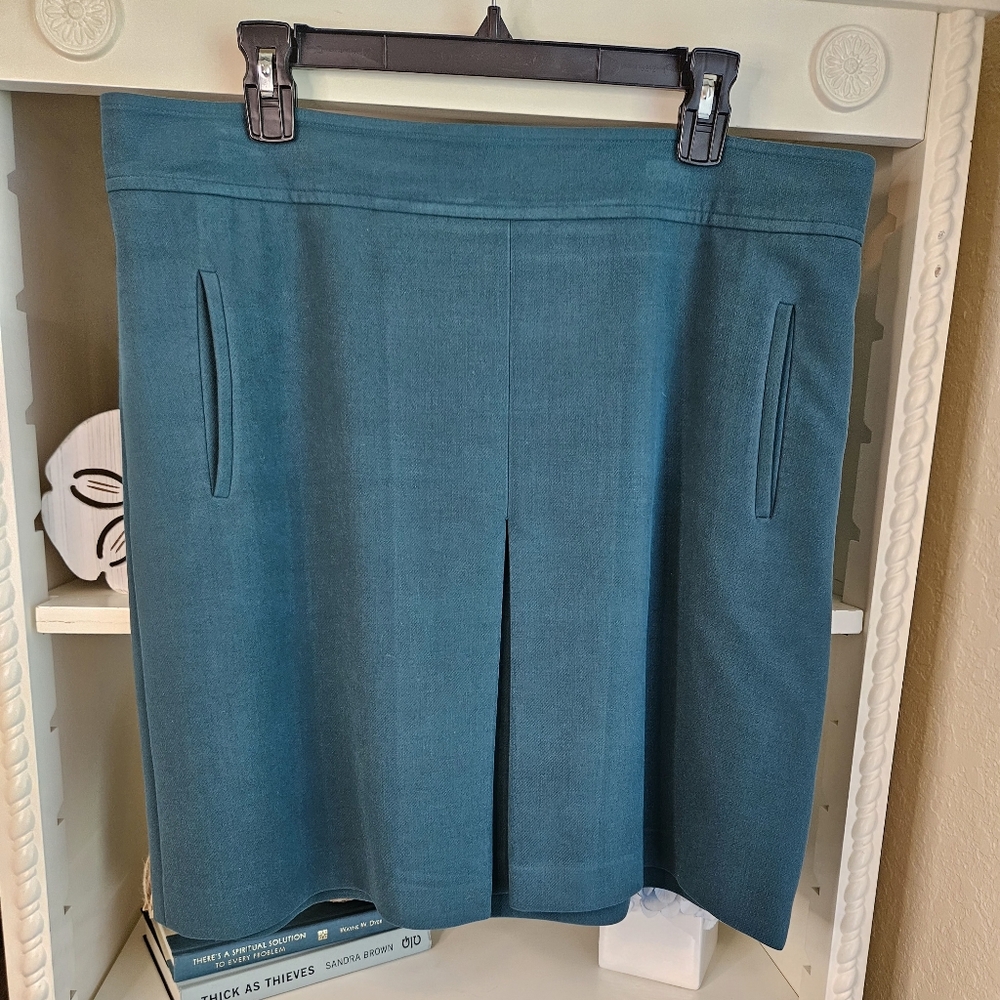 LOFT Teal Blue Pleated Pencil Skirt for Work